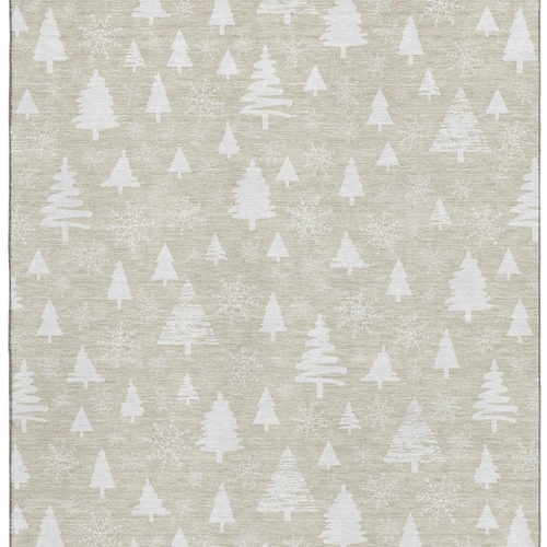 10' X 14' Beige And Ivory Abstract Geometric Washable Area Rug With UV Protection