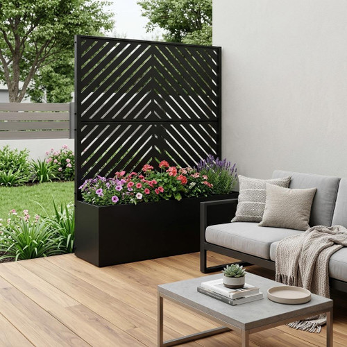 73" X 35" Black Striped Galvanized Metal Oval Planter Box