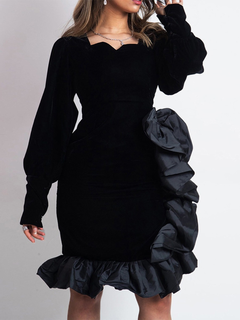 RUFFLE VELVET Babydoll PARTY DRESS