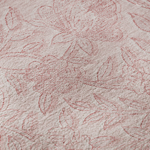 9' X 12' Pink And Ivory Floral Washable Area Rug With UV Protection