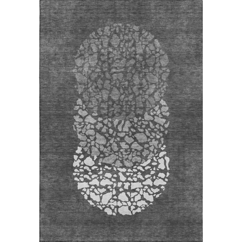 3' X 5' Charcoal And Ivory Abstract Washable Area Rug With UV Protection