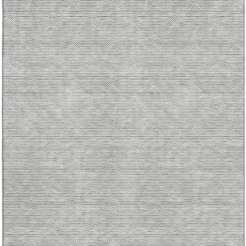 10' X 14' Gray And Ivory Abstract Geometric Washable Area Rug With UV Protection