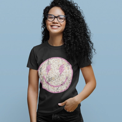 Leopard Smiley Face T-Shirt