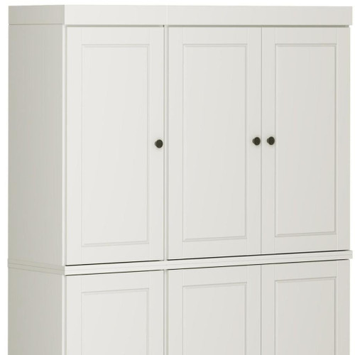 72" Off White Solid Wood Six Door Two Drawer Pantry Or Storage Closet