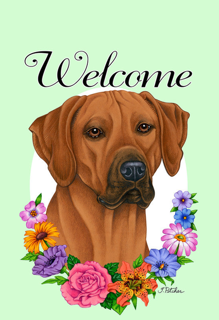 Rhodesian Ridgeback- Best of Breed Welcome Flowers Garden Flag 
