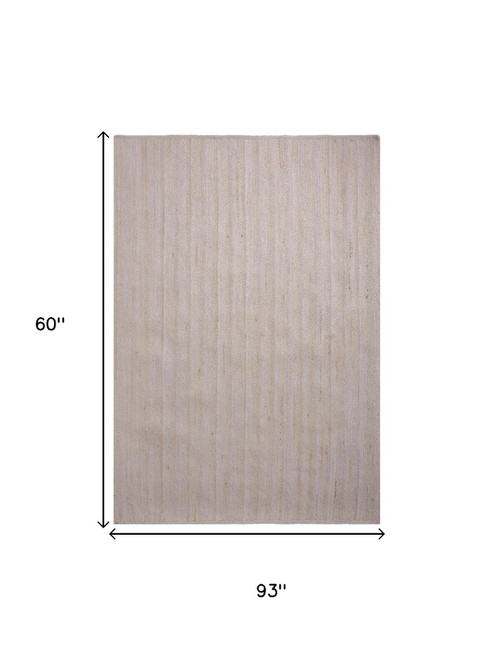 5' X 8' Ivory Beige And Tan Jute Hand Woven Area Rug