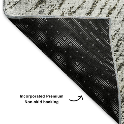 3' X 5' Gray And Ivory Woodland Lodge Washable Area Rug With UV Protection