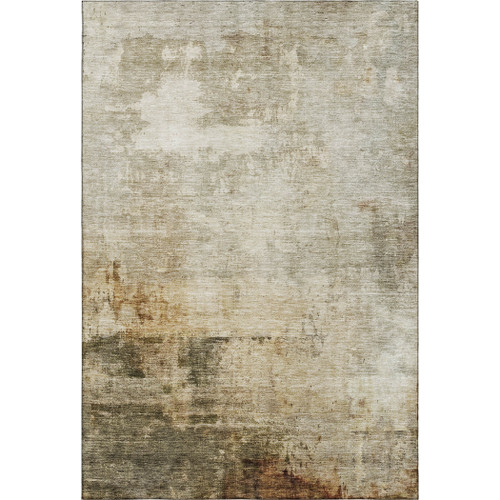 8' X 10' Linen Ivory And Copper Abstract Washable Area Rug With UV Protection