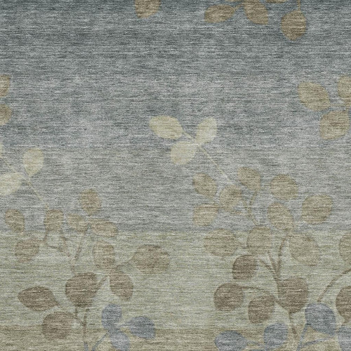 3' X 5' Khaki And Gray Floral Washable Area Rug With UV Protection