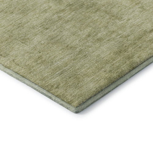 8' X 10' Artichoke Green And Beige Oriental Washable Area Rug With UV Protection
