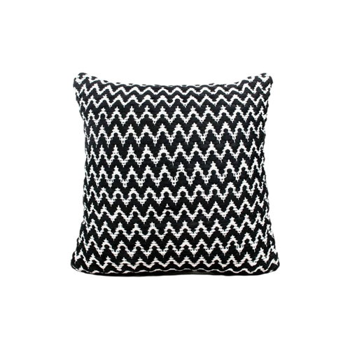 20" Black And Ivory Chevron Cotton Blend Throw Pillow Cover
