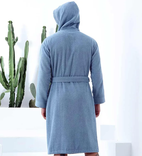 Men's Turkish Cotton Hooded Terry Bathrobe