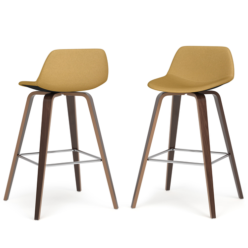 28" Yellow Wood Backless Counter Height Bar Chair