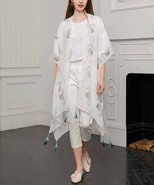 Aqua Seahorse Kimono