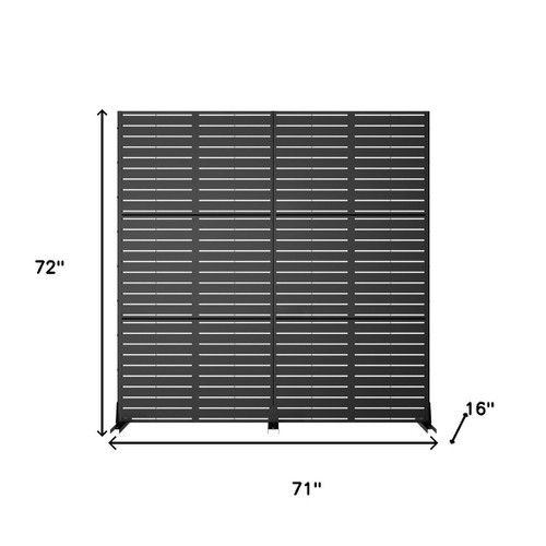 72" Black Steel Three Panel Screen Room Divider