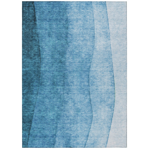 10' X 14' Teal Blue Aqua And Turquoise Ombre Washable Indoor Outdoor Area Rug