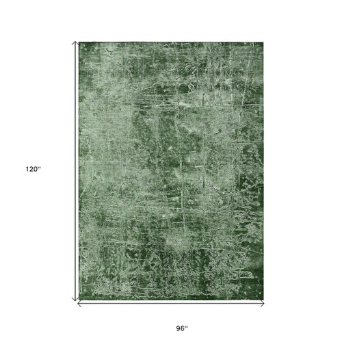 8' X 10' Emerald Abstract Washable Non Skid Indoor Outdoor Area Rug