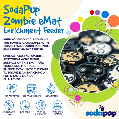 Zombie eMat - Enrichment Lick Mat for Dogs and Cats | Halloween Skull Design 