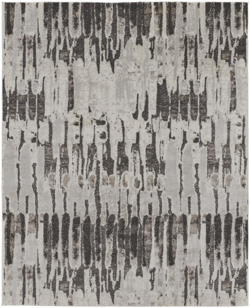 5' X 8' Gray and Ivory Abstract Power Loom Area Rug