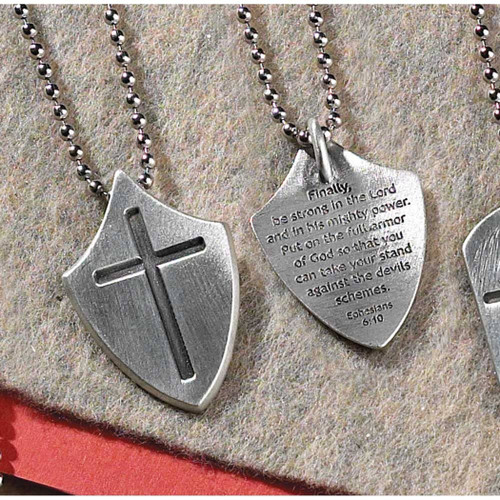 Pewter Shield Necklace 21"