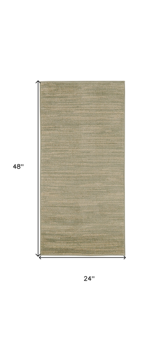 2' X 4' Green And Gold Abstract Indoor Outdoor Area Rug
