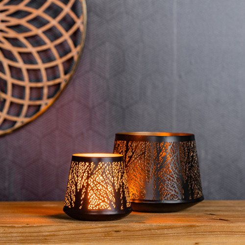 Abstract Punched Metal Candle Holder 