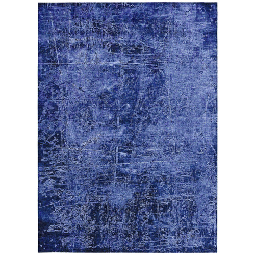10' X 14' Navy Blue Abstract Washable Non Skid Indoor Outdoor Area Rug