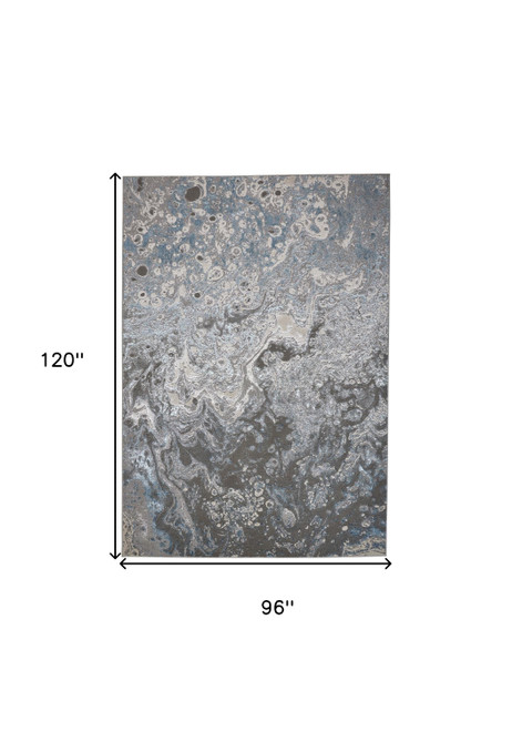 8' X 10' Blue and Gray Abstract Power Loom Area Rug