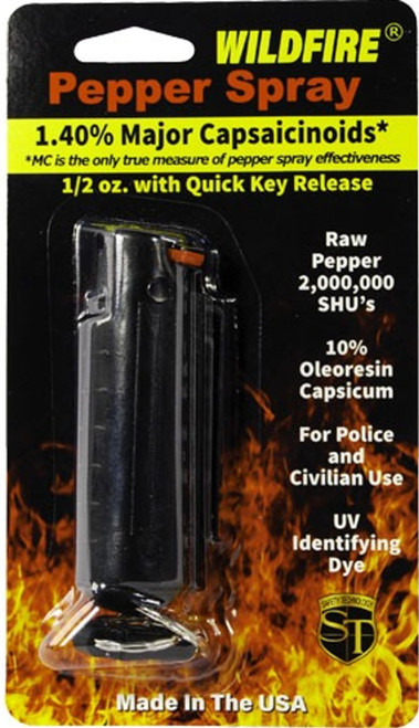 Wildfire 1.4% MC 1/2 oz pepper spray hard case with quick release keychain