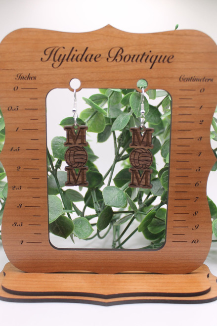 Volleyball Mom Wood Dangle Earrings