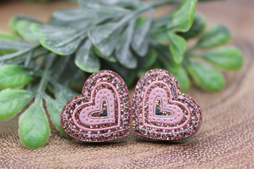 Glitter Rainbow Hearts | Stud Earrings | Hypoallergenic