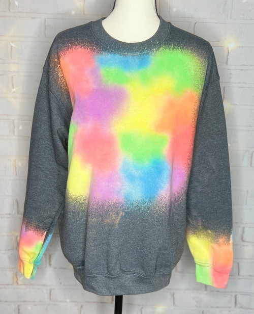 Patchwork Reverse Tie Dye Blank Crewneck Sweatshirt