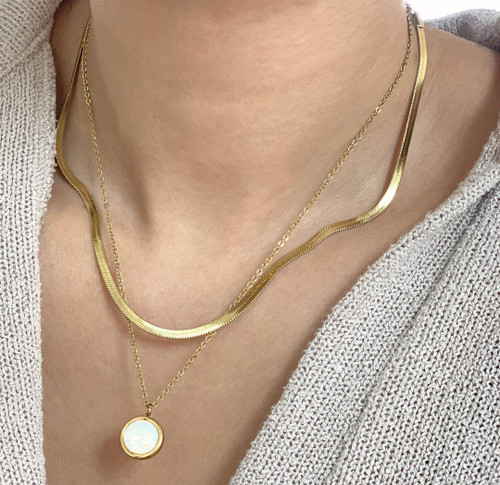 DESIREE OPAL BIRTHSTONE PENDANT NECKLACE - OCTOBER