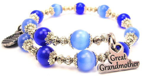Great Grandmother Cat's Eye Beaded Wrap Bracelet