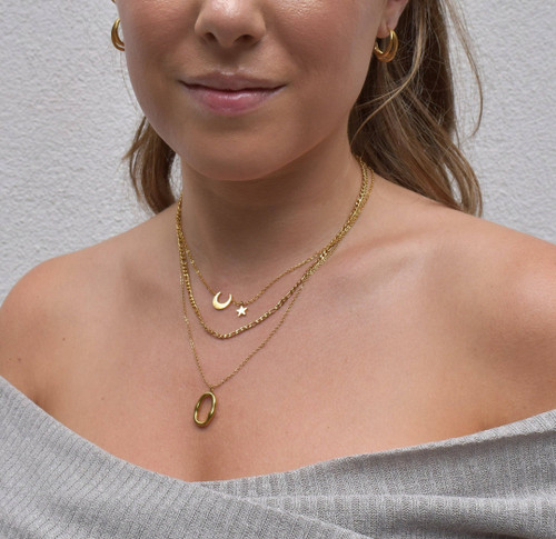 ELLEN GOLD OVAL PENDANT NECKLACE