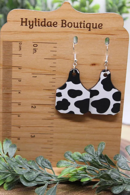 Cow Tag || Dangle Earrings || Hypoallergenic