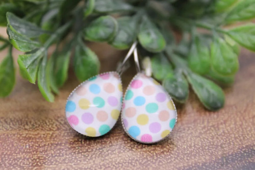 Spring Polka Dots Teardrop French Lever Earrings