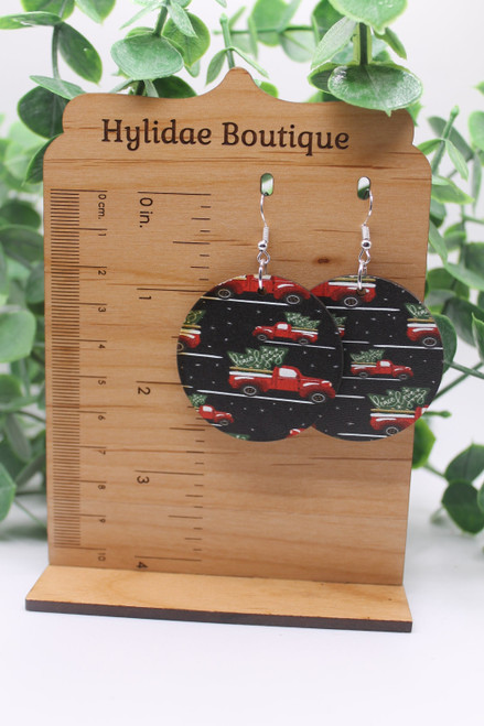 Truck & Christmas Tree || Wood Dangle Earrings