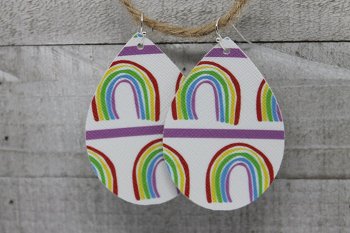 Rainbows Teardrop Faux Leather Earrings
