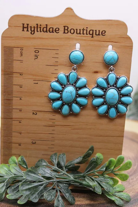 Faux Turquoise Squash Blossum || Dangle Earrings || Hypoallergenic