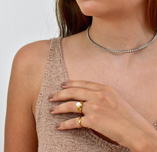 PARIS DAINTY TENNIS CHOKER NECKLACE