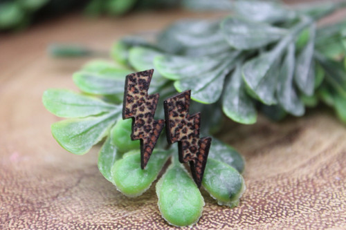Leopard Lightning Bolts | Stud Earrings | Hypoallergenic