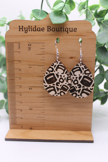 Football || Wood Dangle Earrings