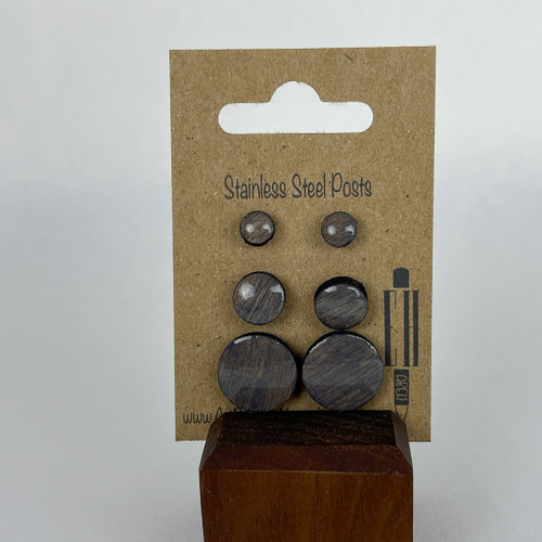 3 pack Bundle - Castle Stone - Handmade Stud Wooden Earrings - Minimalist