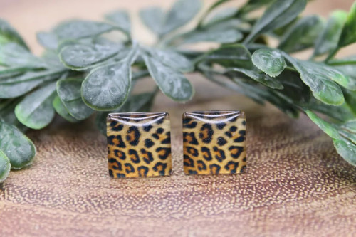 Leopard || Square Stud Earrings || Hypoallergenic