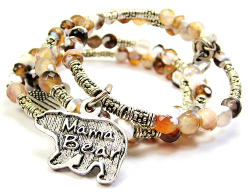 Mama Bear Microcrystalline Quartz Wrap Agate Stone Bracelet
