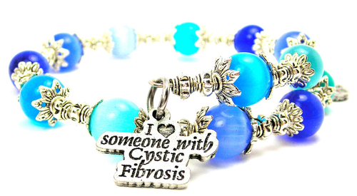 I Love Someone With Cystic Fibrosis Cat's Eye Beaded Wrap Bracelet