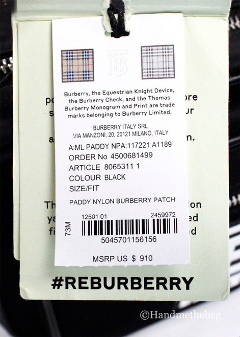 Burberry Paddy Small Black Nylon Camera Belt Crossbody