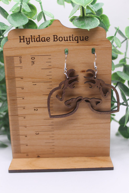 Deer Love || Wood Dangle Earrings