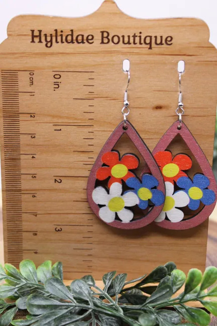 Daisy Trio Teardrop || Dangle Earrings || Hypoallergenic